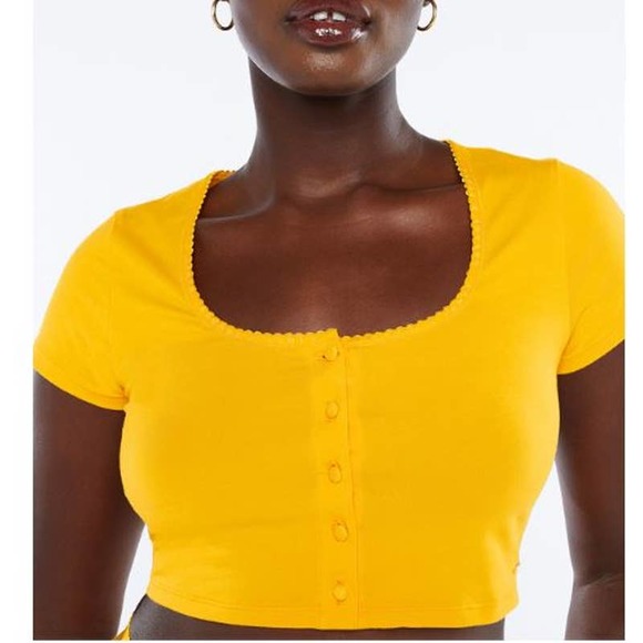 Savage X Fenty Cotton Jersey Crop Top yellow amber medium